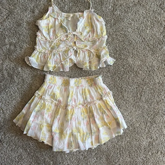 Love Shack Fancy Floral Tiered Mini Dress XS - Picture 2 of 6